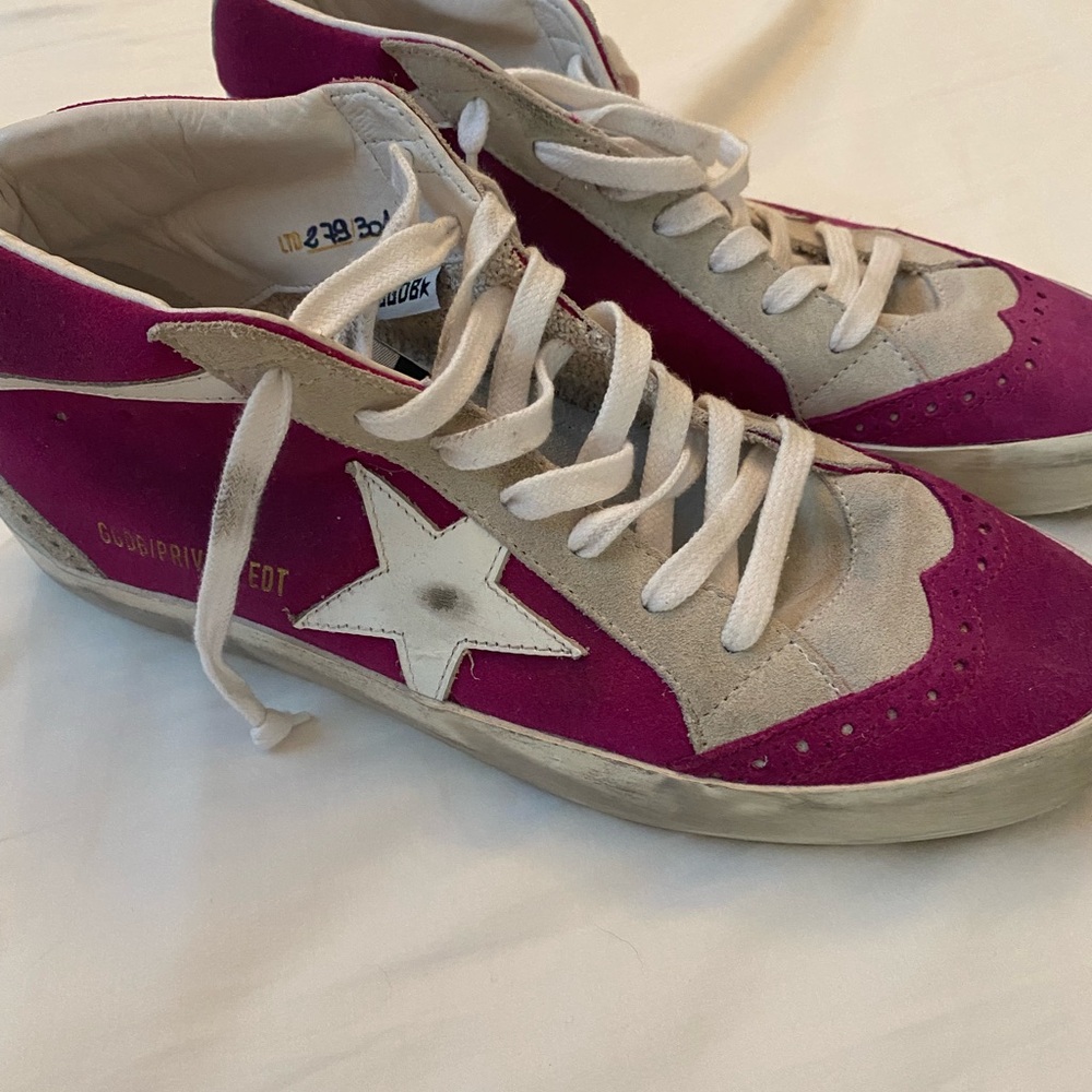 Golden Goose fushia and White Sneakers